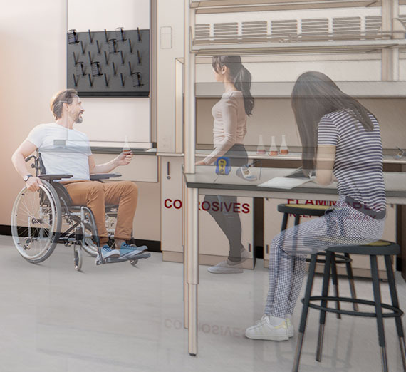 두 사람이 온실에서 식물을 관찰하고 있습니다.